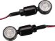 LED-Blinker 'Bates-Companion', Metallgehäuse, schwarz, Abm. nur ca. LxB 40x14mm, Durchmesser 20mm, Klarglas, e-geprüft für vorn & hinten, 1 Paar