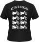 T-Shirt, Motiv: 'XT500 Modellübersicht', Farbe: schwarz oder weiß, Aufdruck: hinten weiß, vorn rot/weiß, 160g Bio-Baumwolle, 100% Baumwolle
