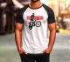 Raglan T-Shirt »onekickonly« , schwarze Ärmel, 2-farbig bedruckt, Größe M - XXL, Slim Fit 100% Baumwolle, Pflegehinweis: max. 30°C waschbar