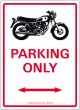 Schild 'SR500 PARKING ONLY', rot/weiß/schwarz, ca. 16x22cm