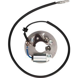 Replika-Unterbrecherkontaktplatte, Edelstahl- Grundplatte mit OEM- Unterbrecher- Kontakt, Kondensator, Filz, Kabel, Gummi,  montagefertig