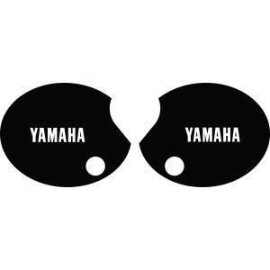 Seitendeckelaufkleber-Set 'YAMAHA' rechts+links, schwarz (Schrift weiß)