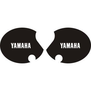 Seitendeckelaufkleber-Set 'YAMAHA' rechts+links, schwarz (Schrift weiß)