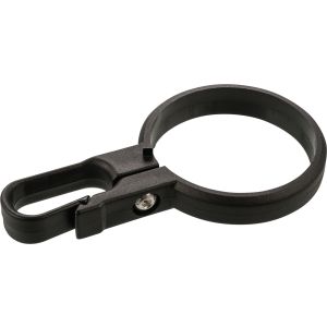 Bremsleitungsführung für Tauchrohr, 55mm Klemmdurchmesser, Kunststoff schwarz, montierbar ca. 3cm unterhalb der unteren Gabelbrücke, mit Edelstahlschraube
