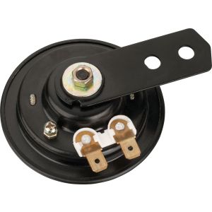 Hupe 12V, 100db, schwarz, Durchmesser ca. 70mm, ohne Gummilagerung zwischen Hupe/Halter, Halter abschraubbar