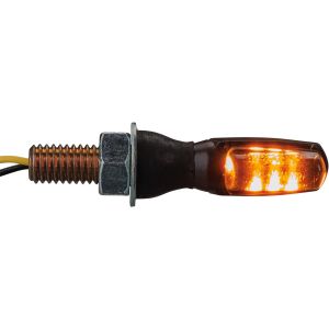 LED-Micro-Blinker 'Spark', schwarzes Kunststoffgehäuse Abm. nur ca. LxBxH 38x11x14.5mm, rauch-grau, gummigelagert, e-geprüft für vorn & hinten, 1 Paar