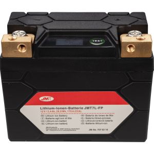 Lithium-Ionen Batterie JMT HJTZ7S-FP 12V 28.8Wh LiFePO4 inkl. Spannungsanzeige, Gewicht 0.5kg (ersetzt u.a. YTZ7S, YTX7L-BS, TTZ7S)