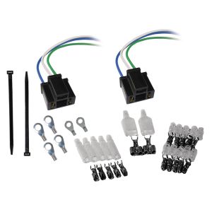 H4/Blinkrelais-Anschluss-Kit (2x 3-Poliger Stecksockel, 52tlg. Japan- Stecker-Set, 100x Kabelbinder 100mm, 4x 6mm Ringöse, 2x 5mm Ringöse)