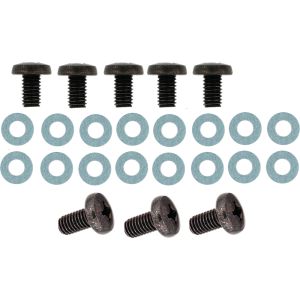 Befestigungs-Set schwarz für Edelstahl- Hitzeschutzbleche (3x M6x12 für Flammbox, M6x10 für Krümmer/Endtopf), 16x hitzefeste Unterlegscheibe