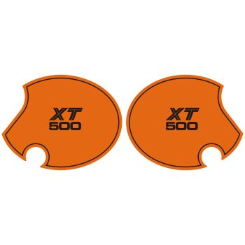 Seitendeckelaufkleber-Set 'New El Toro' / orange 'XT 500', 1 Paar, rechts+links, Schriftzug angelehnt an US-Version der TT von 1980