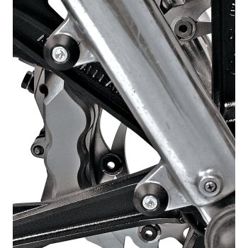 KEDO Alu-Abdeckkappen, konisch, Montage am Tauchrohr, deckt die offenen Bremszangen-Montagepunkte ab, schwarz eloxiert, 2er Set