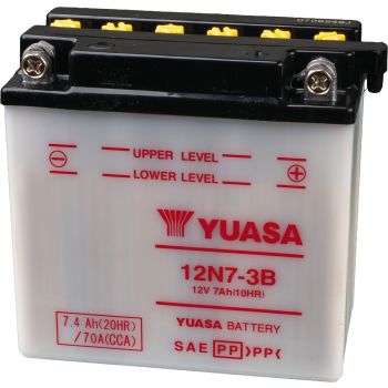 Batterie YUASA 12V (12N7-3B), trocken ungefüllt, benötigt 0,5L Batteriesäure (Säure nicht per Versand verfügbar)