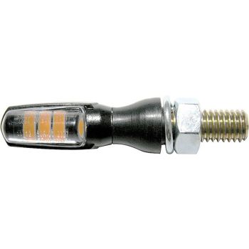 LED-Micro-Blinker 'Spark', schwarzes Kunststoffgehäuse Abm. nur ca. LxBxH 25x11x14.5mm, Klarglas, gummigelagert , e-geprüft für vorn & hinten, 1 Paar