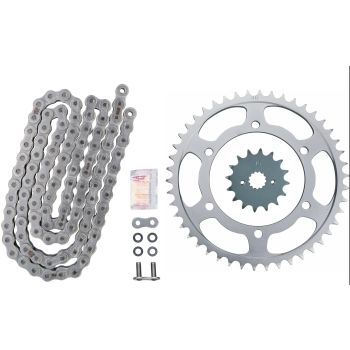 XW-Ring Kettensatz EXTRA VERSTÄRKT inkl. 16Z Ritzel, 46Z Kettenblatt, OFFENE RK530XRE-Kette mit 112 Gliedern und Hohlnietschloss